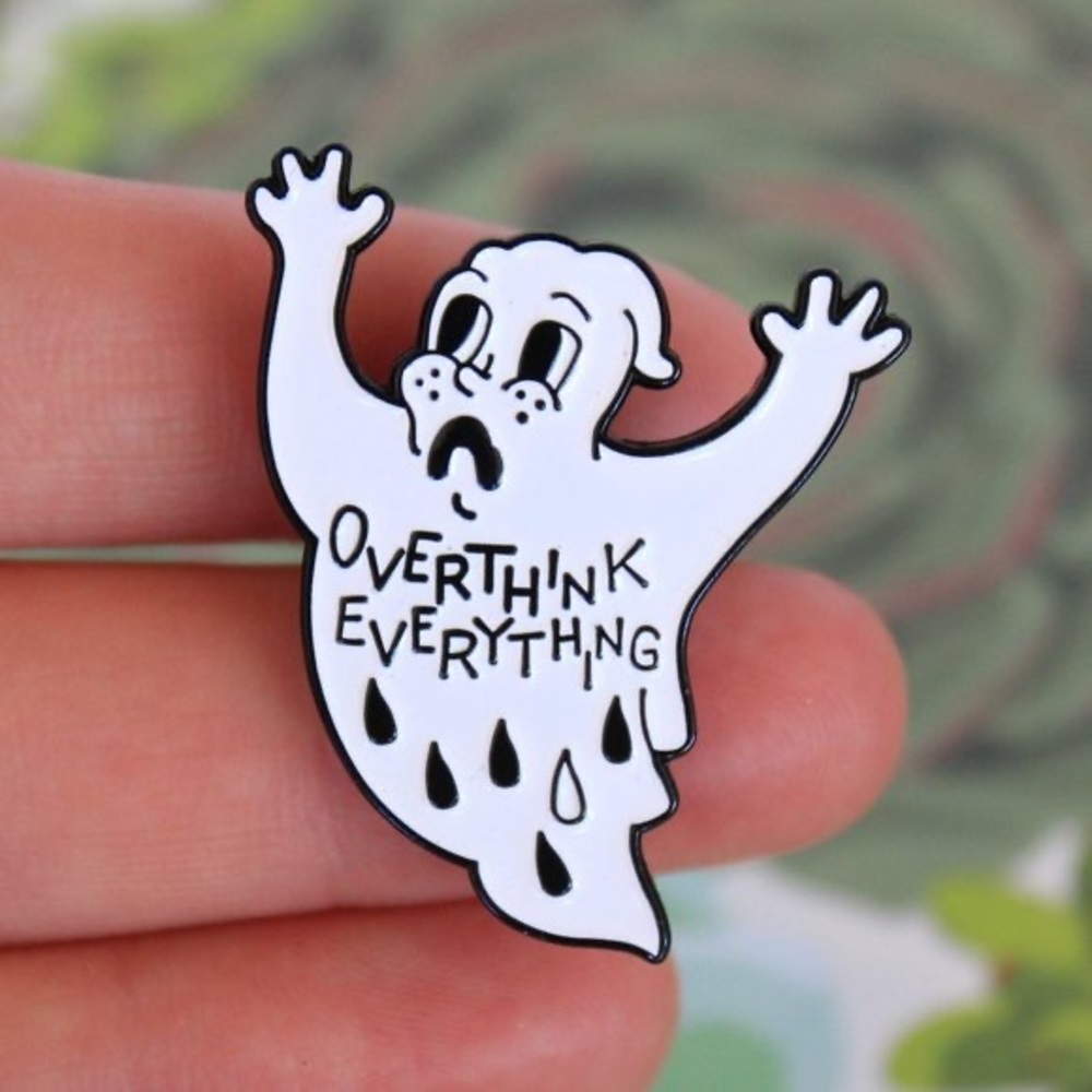 Overthink Everything Ghost Enamel Pin